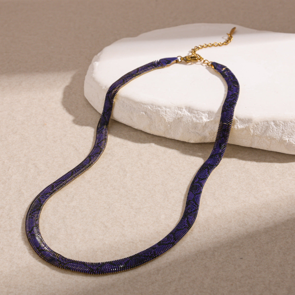 Snake Print Metal Statement Necklace for Women