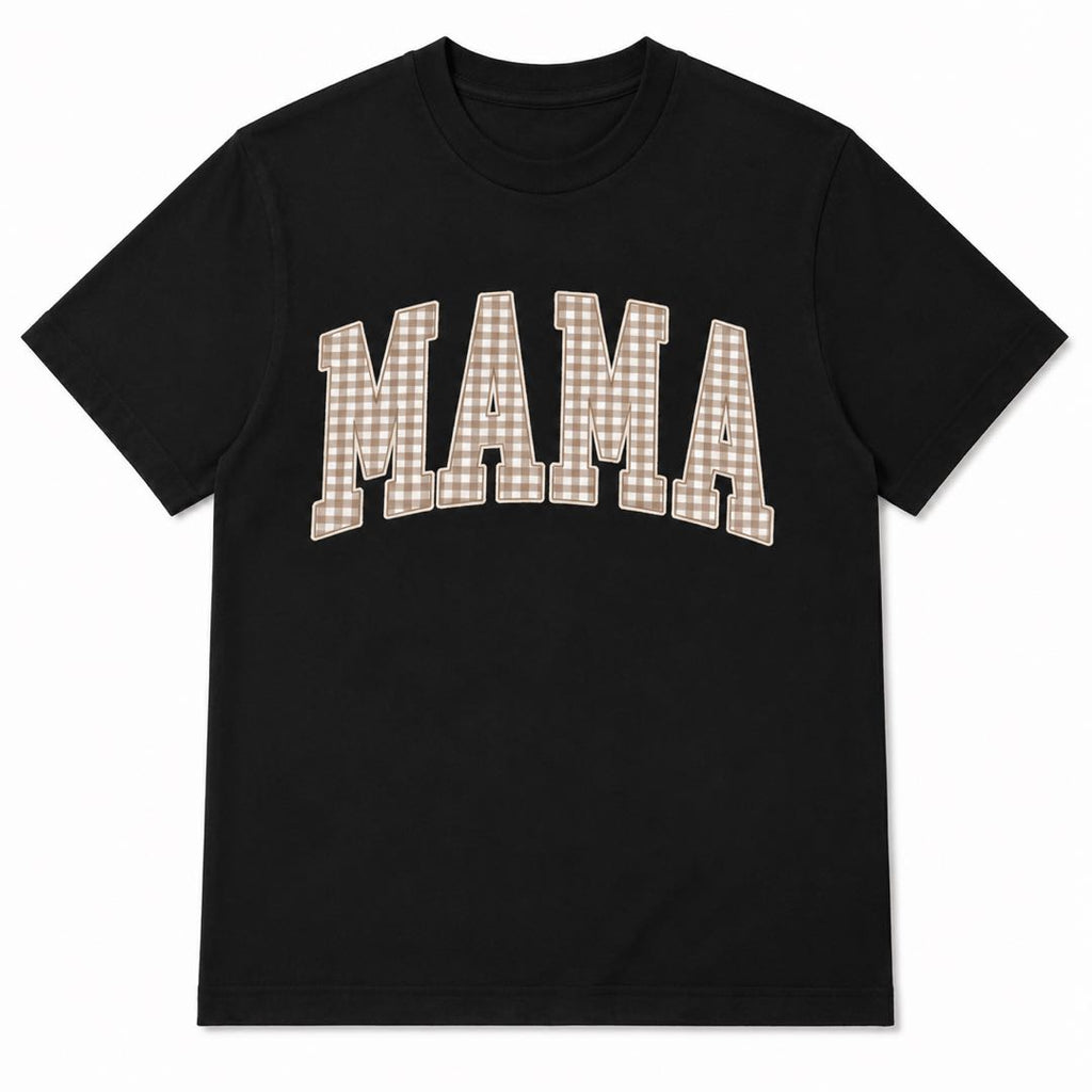MAMA Plaid Graphic T-Shirt | Classic Motherhood Letter Print Tee | Gift For Mom