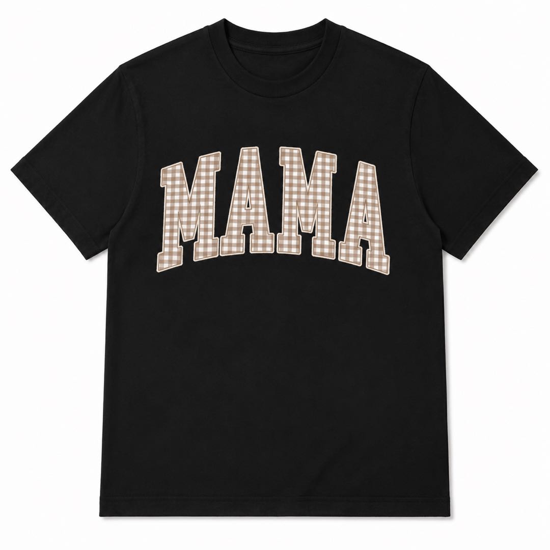 MAMA Plaid Graphic T-Shirt | Classic Motherhood Letter Print Tee | Gift For Mom