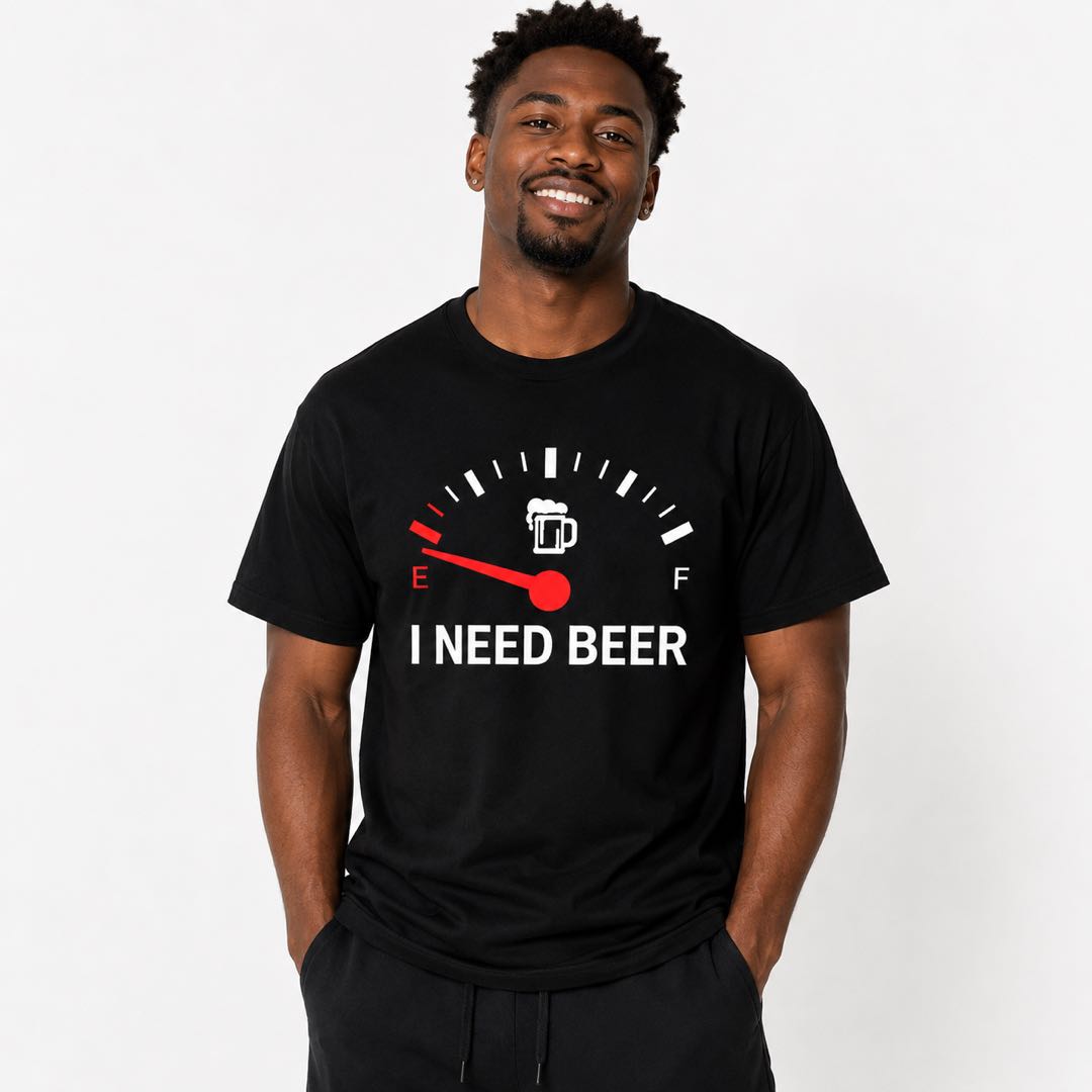 I Need Beer Shirt | Funny Beer Gauge Graphic Tee For BBQ, Camping & Drinking