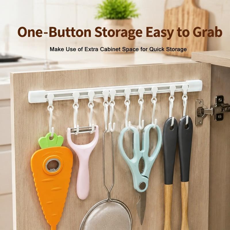 10-Hook Adjustable Sliding Rail Organizer – Adhesive Wall Rack