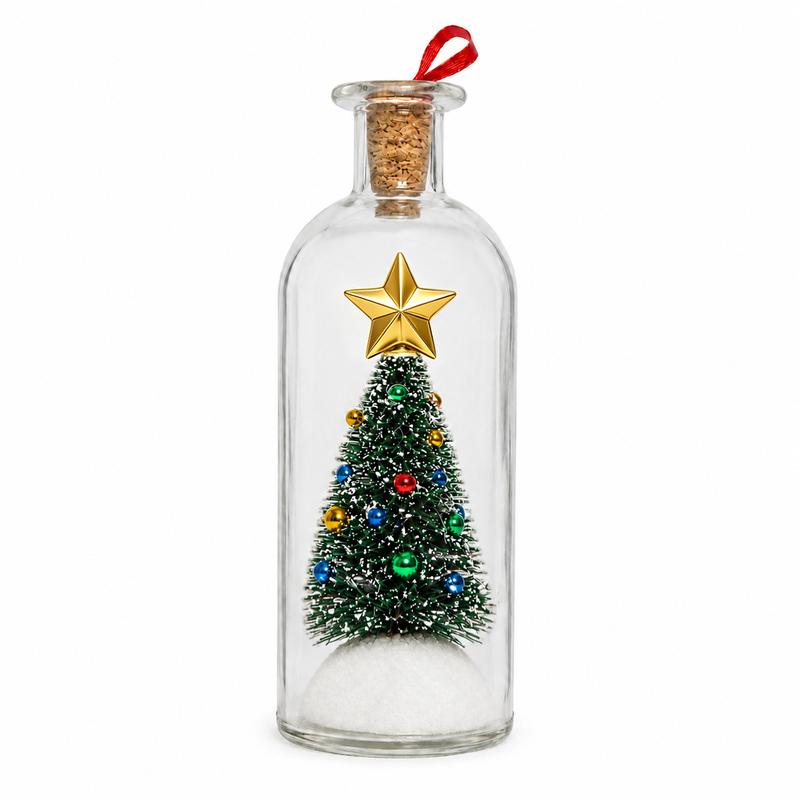 Recordable Christmas Message Bottle – 8" Snowy Tree Keepsake
