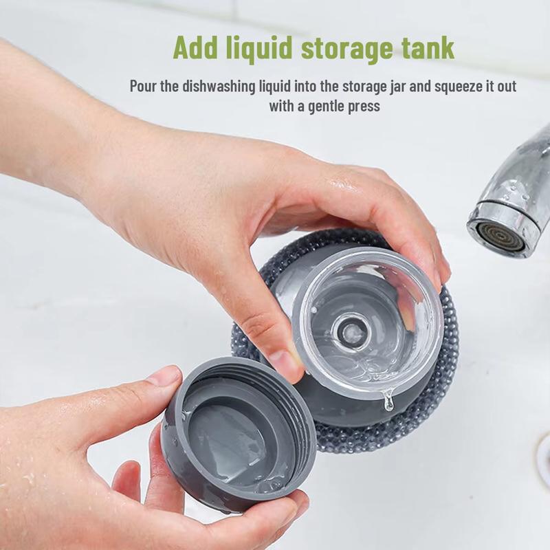3-in-1 Soap Dispensing Dish Brush – Twist-Off Washable Head