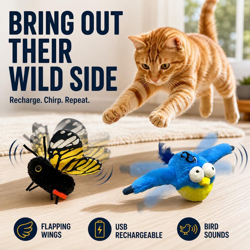 USB Rechargeable Butterfly Cat Toy – Automatic Interactive Teaser