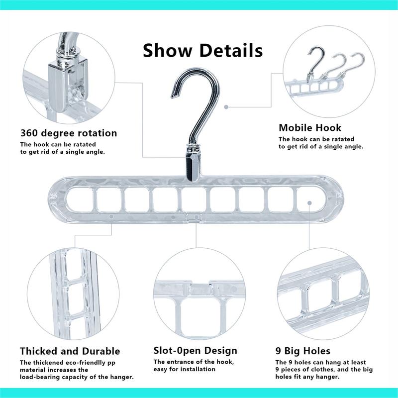 2-Pack 9-Hole Space-Saving Hanger Organizers – Closet Storage Racks