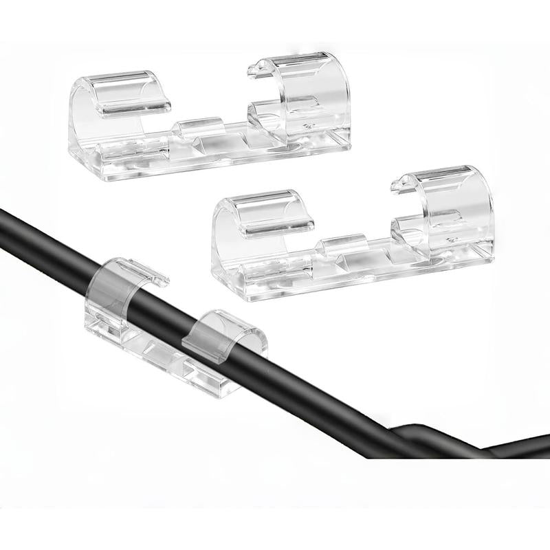 Clear Self-Adhesive Cable Clips – 20/40PCS Cord Organizers