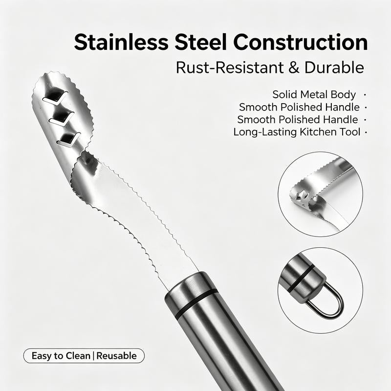 Stainless Steel Pepper Corer & Deseeder – Serrated Core Remover