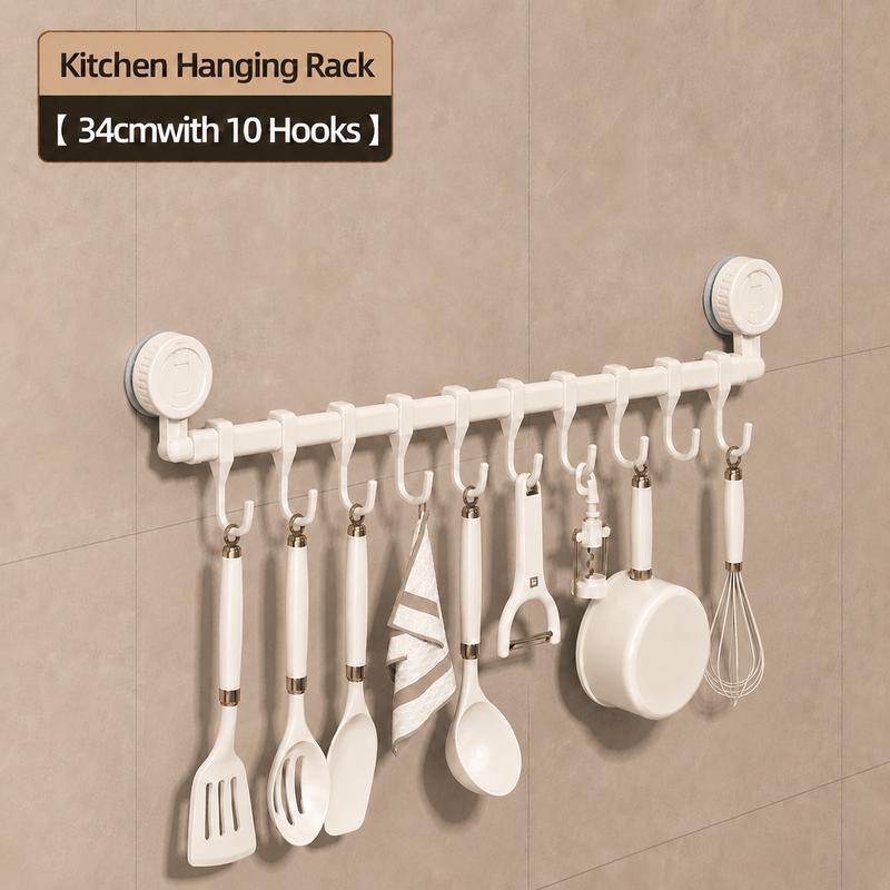 10-Hook Adjustable Sliding Rail Organizer – Adhesive Wall Rack