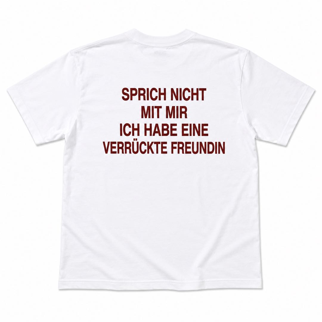 Warning: My Crazy Girlfriend Is Watching – Funny German Back Print T-Shirt | Viral Conversation Starter Tee