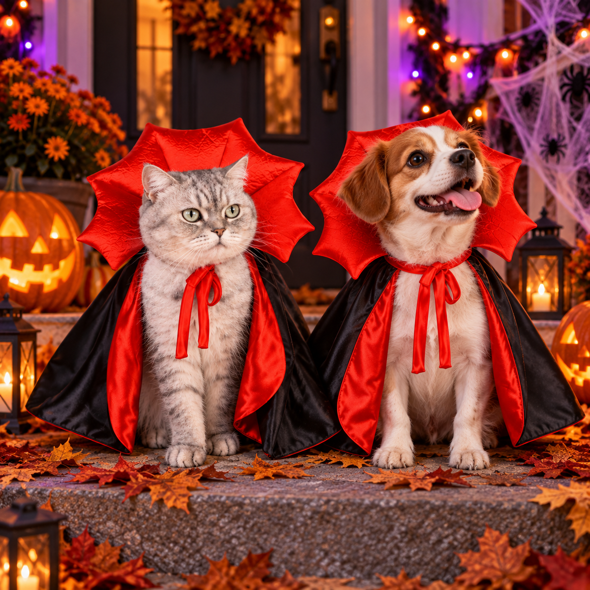 Vampire Pet Cape Costume – Halloween Cloak for Cats & Small Dogs