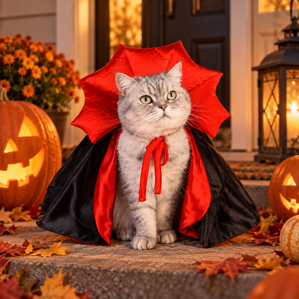 Vampire Pet Cape Costume – Halloween Cloak for Cats & Small Dogs
