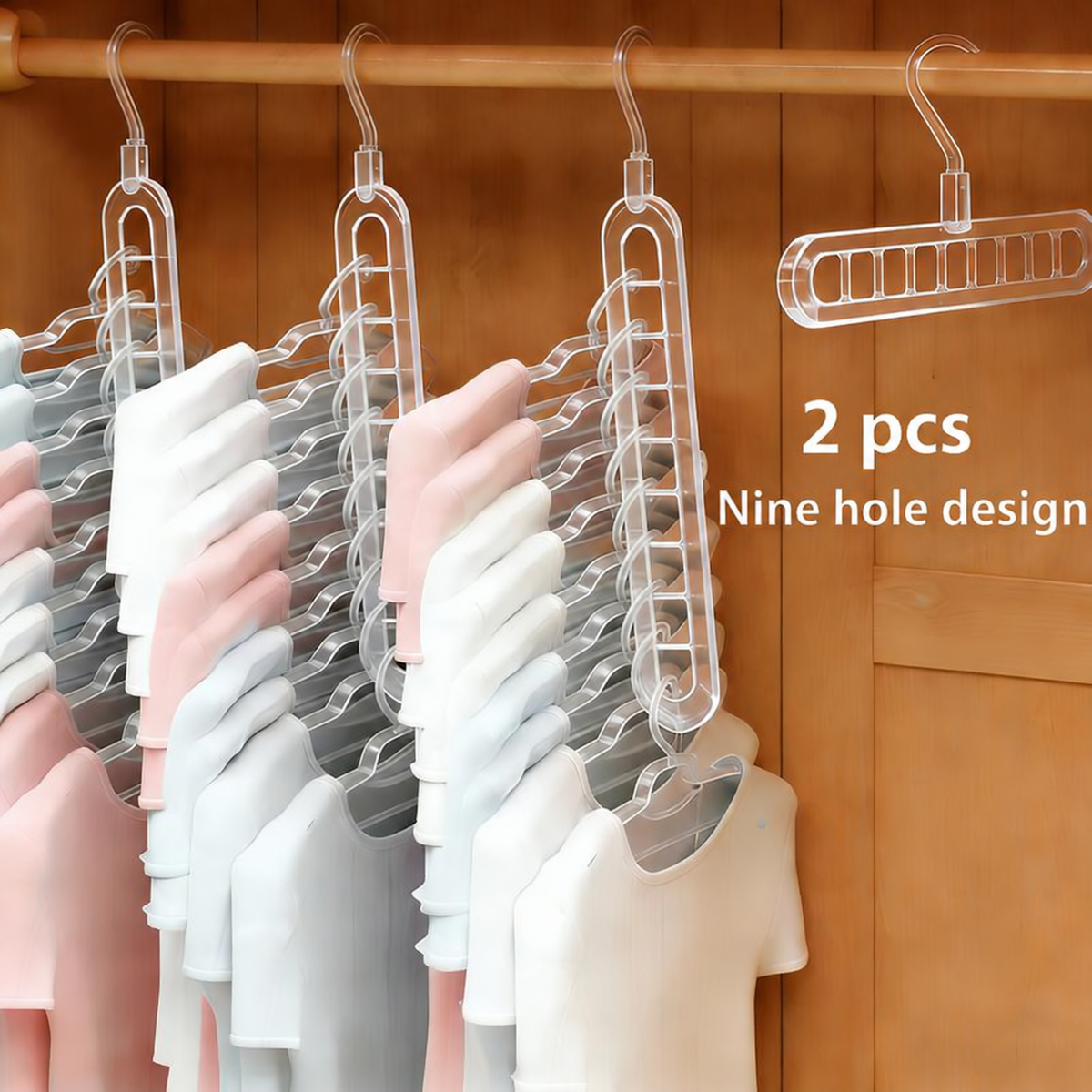 2-Pack 9-Hole Space-Saving Hanger Organizers – Closet Storage Racks