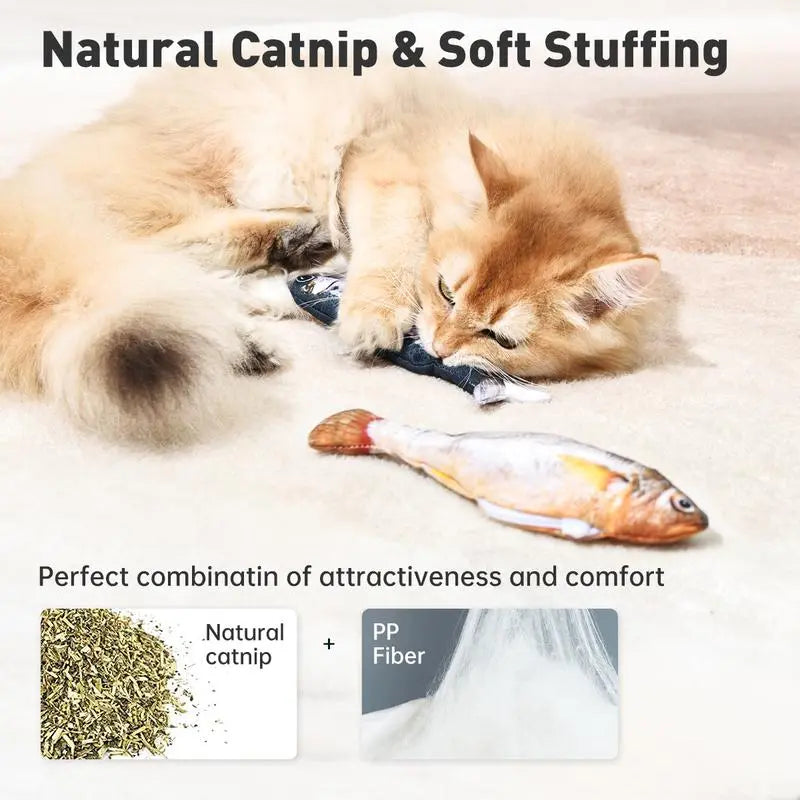 3-Pack Flopping Fish Cat Toys – Rechargeable Tap-Activated Interactive Toys