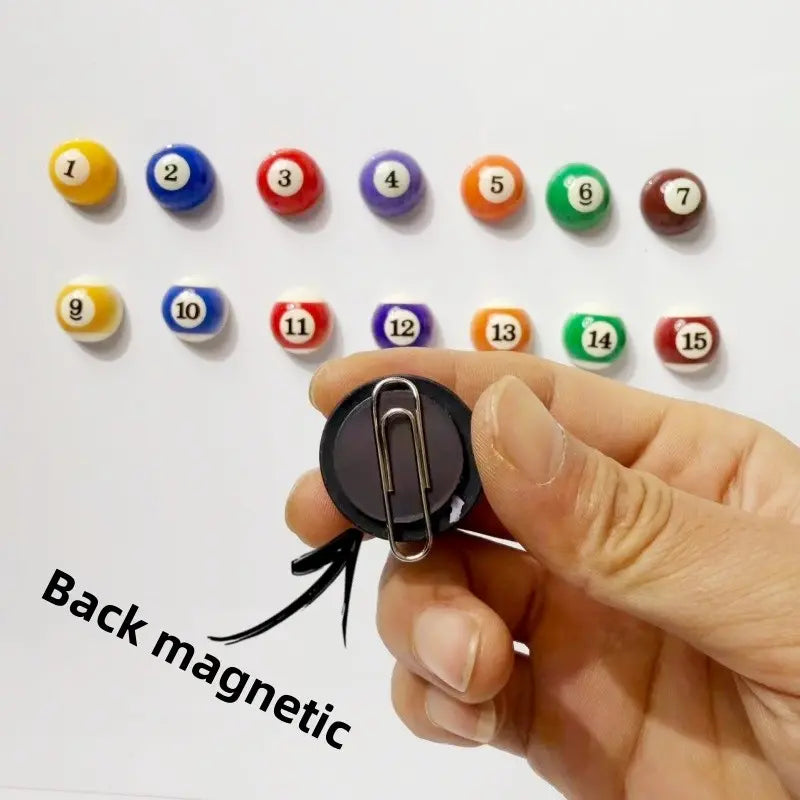 15pcs Billiard Ball Fridge Magnets, Aesthetic Pool Table Kitchen Decor, Retro 8-Ball Resin Magnets Set, Quirky Office & Fridge Decor