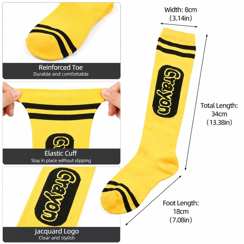 9 Pairs Colorful Crayon-Inspired Knee High Socks – Y2K Style