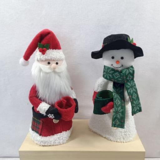 2PCS Christmas Handle Covers – Plush Santa & Snowman Huggers